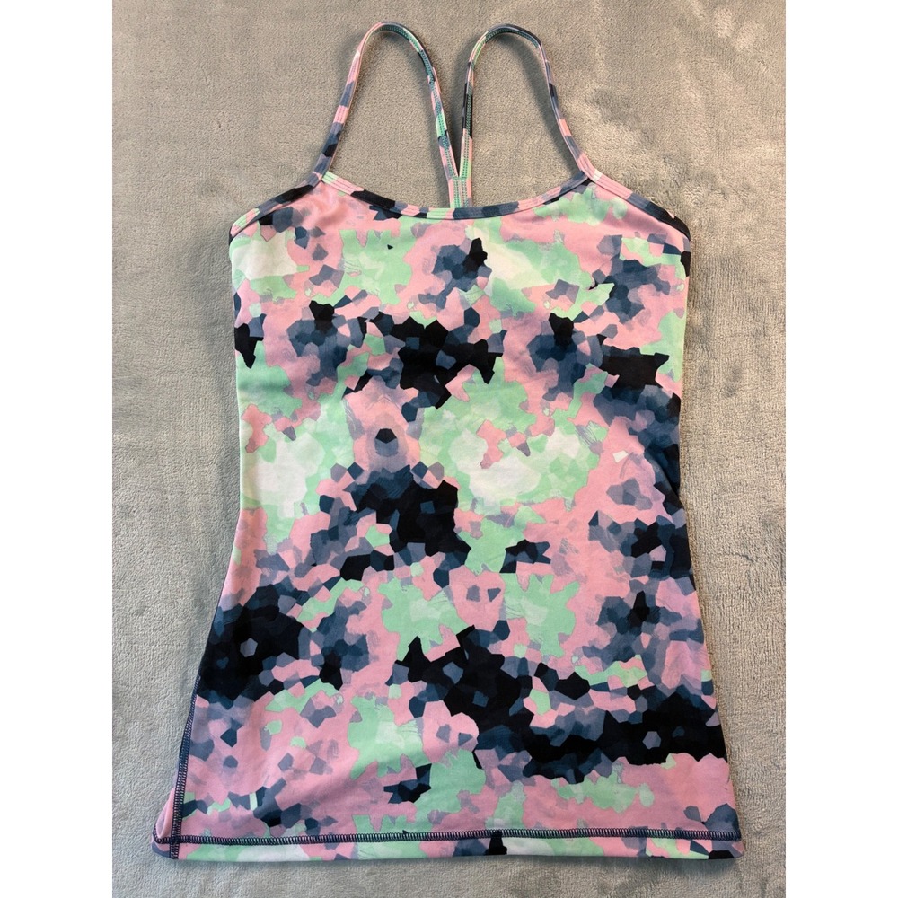 Lululemon Power Y Tank Top Size 6 Multi Color Pixel Print Yoga Gym Camisole